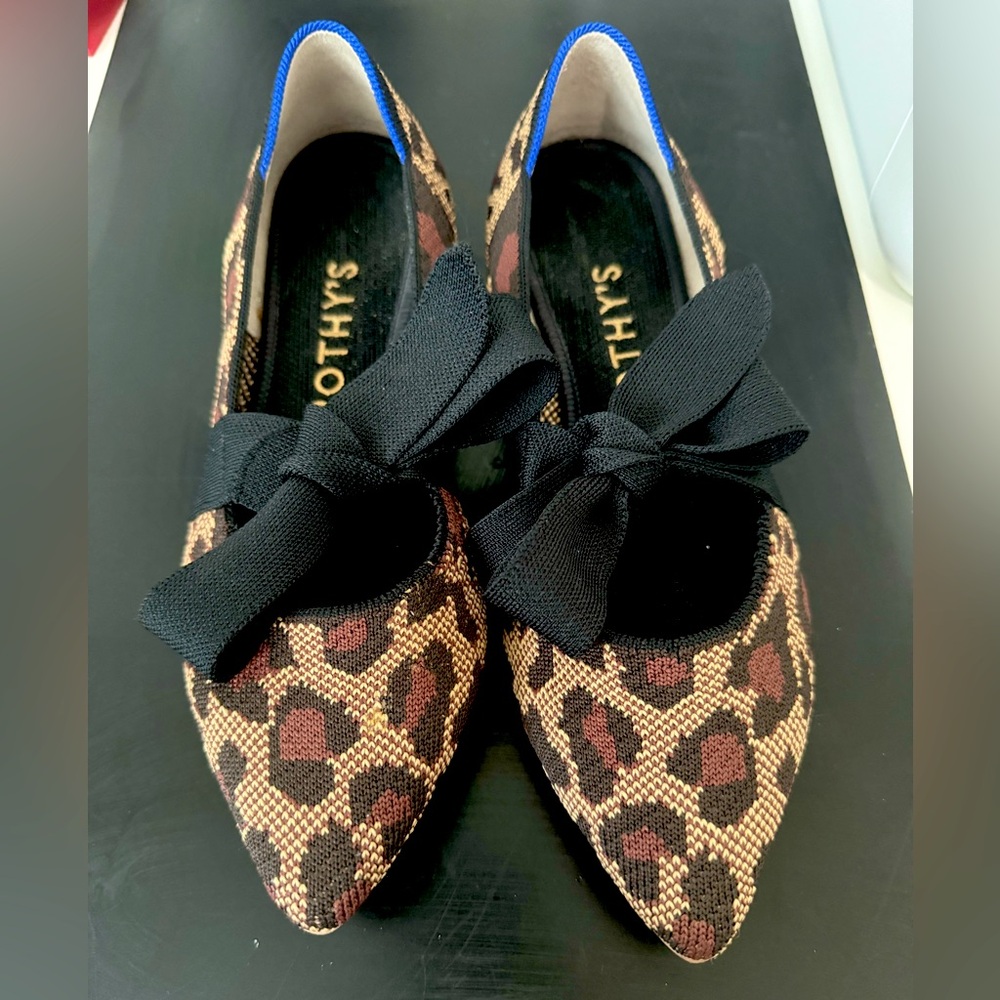 DISCONTINUED Rothy’s Tie Leopard Pointed Toe Flats